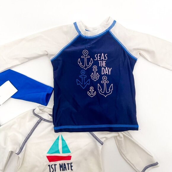 Bundle of Cat & Jack Infant Baby Rash Guards Swim Shirts Long Sleeve 3-6 months - Picture 4 of 5